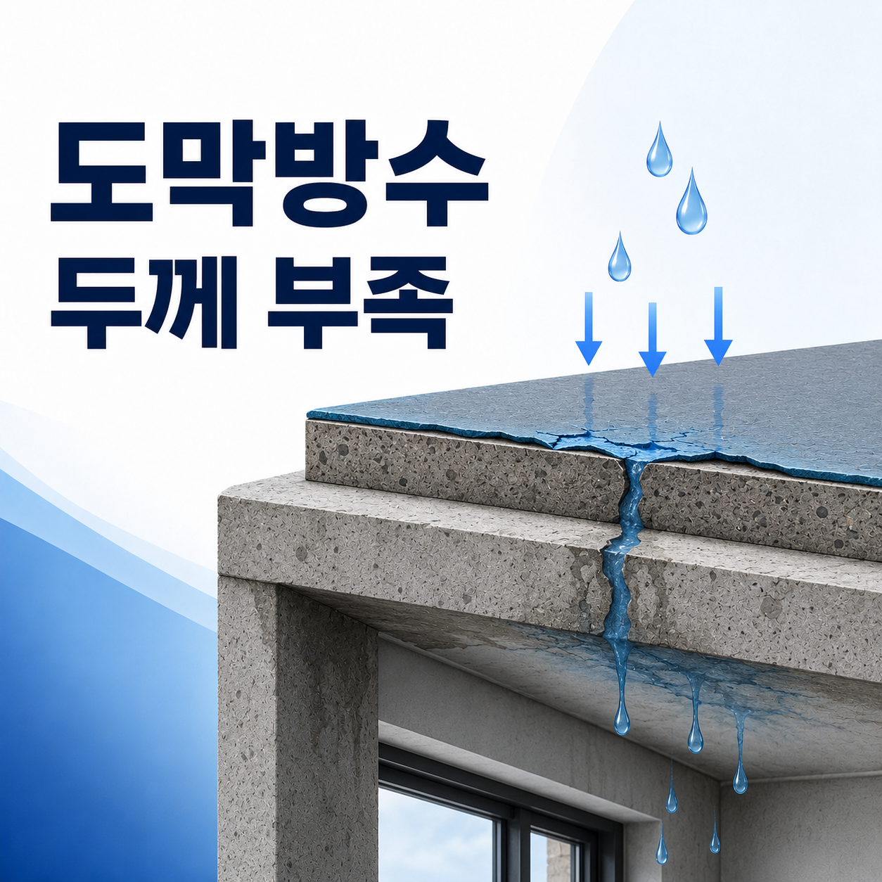 도막방수 두께 부족이 누수 하자로 이어지는 과정
