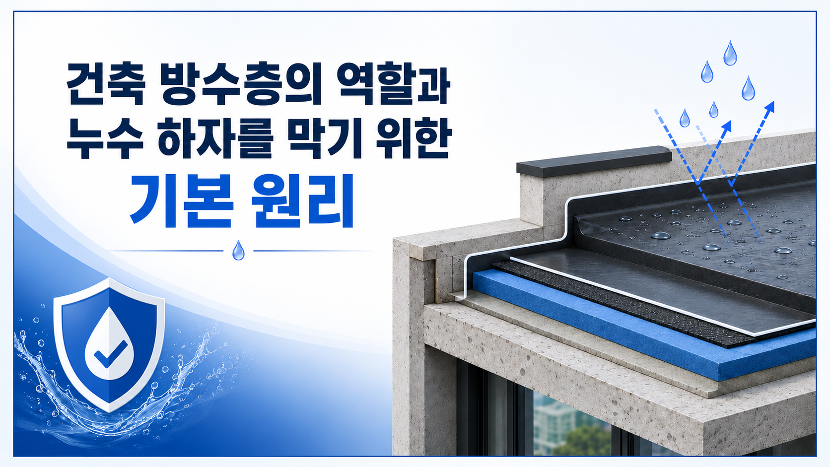건축 방수층의 역할과 누수 하자를 막기 위한 기본 원리