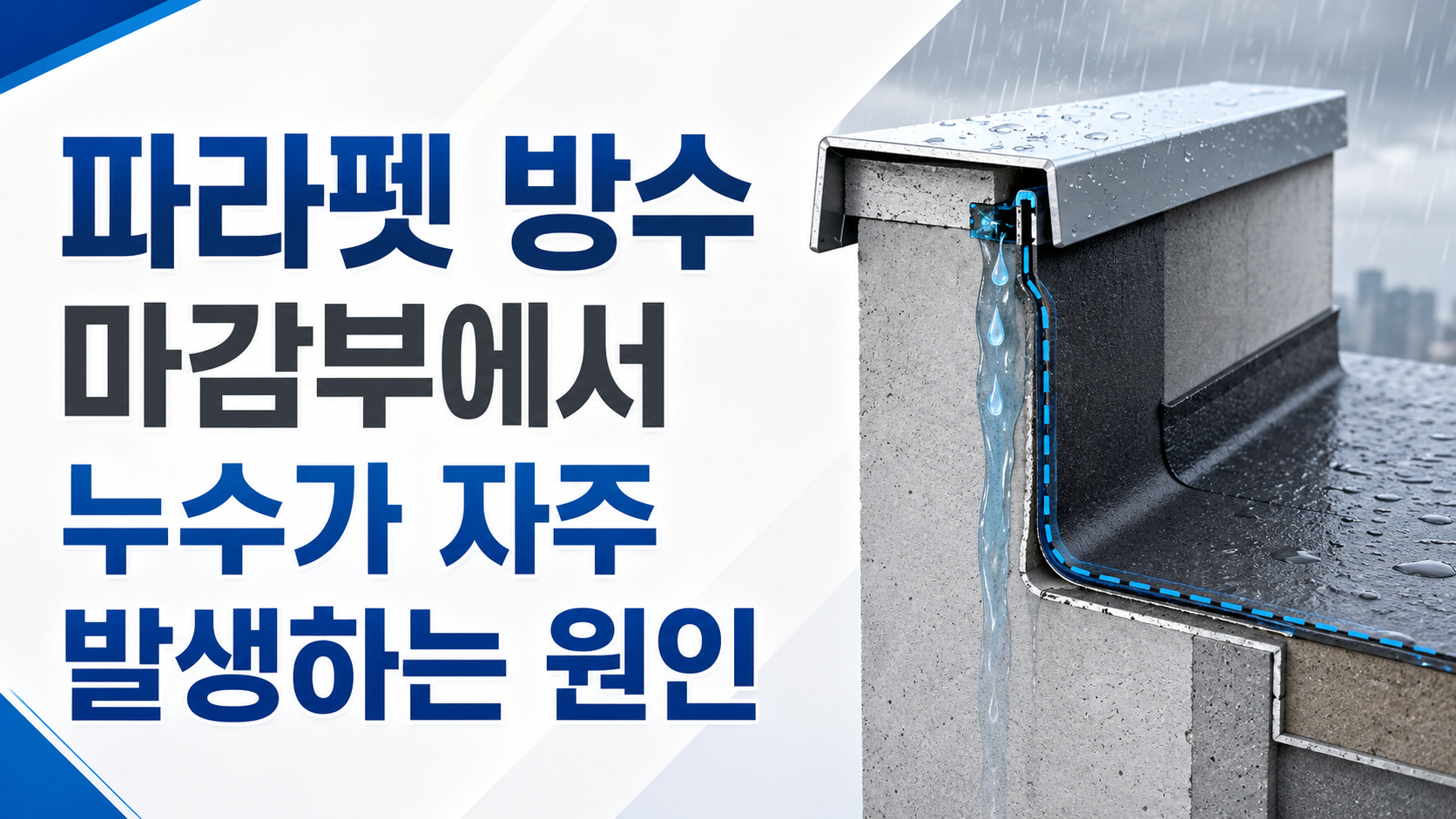 파라펫 방수 마감부에서 누수가 자주 발생하는 원인